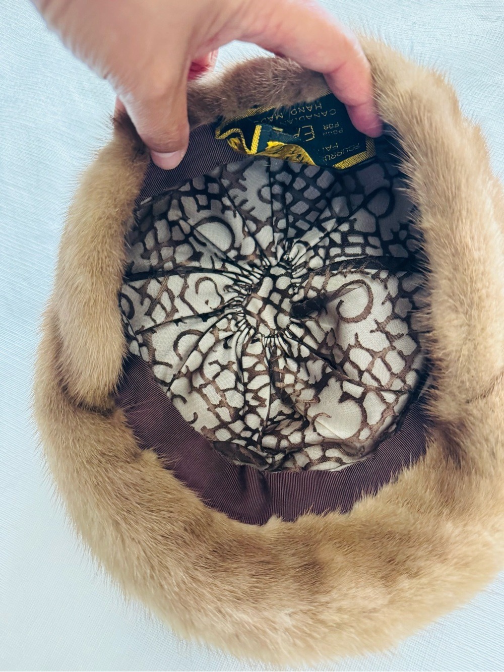 Eaton Natural Brown Fur Hat with Gold-Trim Label - Picture 6 of 8